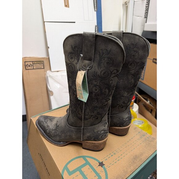 Roper Womens Vintage Black Faux Leather Western Boots Size 6.5 - Picture 5 of 12